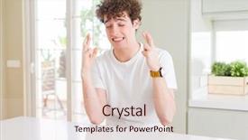  Presentation with hope - Presentation design featuring smiling crossing fingers with hope background and a  colored foreground