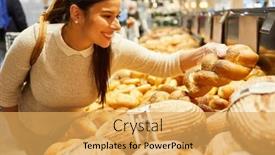  Presentation with bread - PPT theme consisting of smiling-customer-is-happy background and a  colored foreground