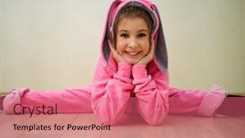  Presentation with sunlight - Presentation design consisting of smiling-cute-girl-with-flecks background and a coral colored foreground