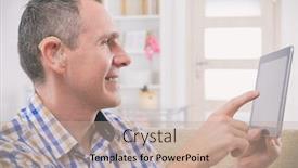  Presentation with sign language - Cool new slides with smiling-deaf-man-talking-using backdrop and a coral colored foreground