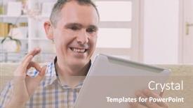  Presentation with sign language - Slide deck consisting of smiling-deaf-man-talking-using background and a coral colored foreground