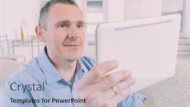  Presentation with deaf - Presentation theme featuring smiling-deaf-man-talking-using background and a light blue colored foreground