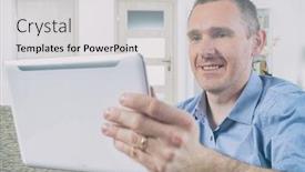  Presentation with sign language - Amazing presentation theme having smiling-deaf-man-talking-using backdrop and a light gray colored foreground