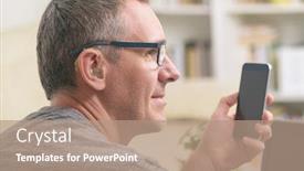  Presentation with sign language - PPT theme enhanced with smiling-deaf-man-talking-using background and a coral colored foreground