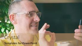  Presentation with deaf - Amazing slide set having smiling-deaf-man-talking-using backdrop and a coral colored foreground