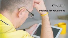  Presentation with sign language - Beautiful theme featuring smiling-deaf-man-talking-using backdrop and a soft green colored foreground