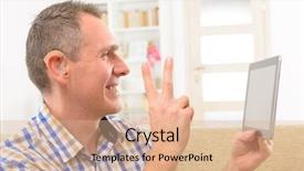  Presentation with sign language - Cool new presentation theme with smiling deaf man talking using backdrop and a coral colored foreground