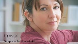  Presentation with deaf - Slide deck enhanced with smiling-deaf-woman-wearing-hearing background and a violet colored foreground