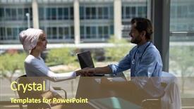  Presentation with hand hygiene in hospital - PPT layouts having smiling disabled young mixed-race background and a violet colored foreground