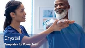  Presentation with diverse medical - Presentation theme consisting of smiling-diverse-female-physiotherapist-treating background and a ocean colored foreground