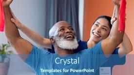  Presentation with diverse medical - PPT layouts having smiling-diverse-female-physiotherapist background and a ocean colored foreground