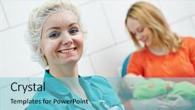  Presentation with blood test - Presentation with smiling doctor before making blood background and a light blue colored foreground