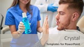  Presentation with dentist - PPT layouts with smiling-doctor-dentist-showing-young background and a soft green colored foreground