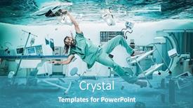  Presentation with medical smiling doctor - Slide deck enhanced with smiling-doctor-floats-under-water background and a teal colored foreground