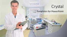  Presentation with lab coat - Colorful presentation theme enhanced with smiling doctor in white lab backdrop and a white colored foreground