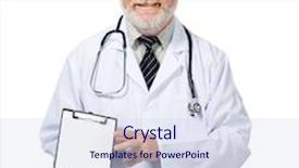  Presentation with record - Amazing slide set having smiling doctor with health record on white background backdrop and a sky blue colored foreground