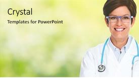  Presentation with green red bank - Presentation theme featuring smiling doctor woman over green background and a  colored foreground