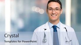  Presentation with medical smiling doctor - PPT theme consisting of smiling doctor background and a light blue colored foreground