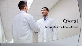  Presentation with handshake - Presentation theme with smiling-doctors-at-hospital-doing and a  colored foreground