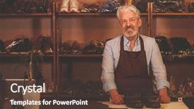  Presentation with elderly - Colorful slide set enhanced with smiling elderly man in uniform backdrop and a  colored foreground