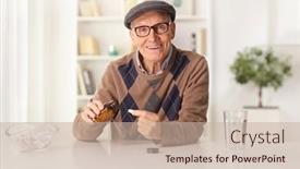  Presentation with elderly home - Theme with smiling-elderly-man-sitting background and a  colored foreground
