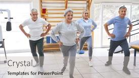  Presentation with rehab - PPT theme enhanced with smiling-elderly-men-and-women background and a light gray colored foreground