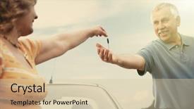  Presentation with elderly - Cool new PPT theme with smiling elderly people in car backdrop and a lemonade colored foreground