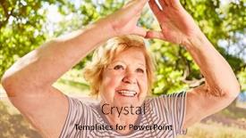  Presentation with elderly health - Slide deck consisting of smiling-elderly-woman-doing background and a coral colored foreground