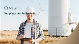  Presentation with electrical engineer - Colorful presentation enhanced with smiling-electrical-engineer-standing backdrop and a sky blue colored foreground