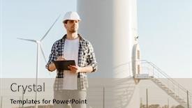  Presentation with electrical engineer - Presentation featuring smiling-electrical-engineer-standing background and a coral colored foreground