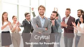  Presentation with entrepreneur - Audience pleasing presentation theme consisting of smiling-entrepreneur-on-the-background backdrop and a gray colored foreground