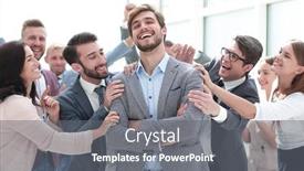  Presentation with entrepreneur - Colorful presentation enhanced with smiling-entrepreneur-on-the-background backdrop and a gray colored foreground