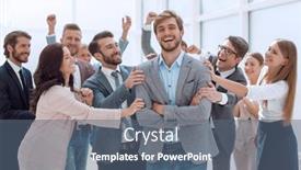  Presentation with entrepreneur - Beautiful slides featuring smiling-entrepreneur-on-the-background backdrop and a ocean colored foreground