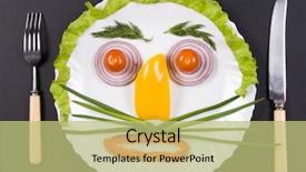 Presentation with fresh fruits vegetables groceries paper - Audience pleasing PPT layouts consisting of smiling face from fresh appetizing backdrop and a  colored foreground