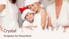  Presentation with christmas baking - PPT theme with smiling family baking christmas cakes against happy christmas background and a lemonade colored foreground