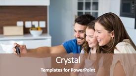  Presentation with smart home - Beautiful slides featuring smiling family clicking selfie with smart phone at home backdrop and a coral colored foreground