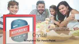  Presentation with independence day - Slide deck having smiling family having a breakfast for the independence day background and a coral colored foreground