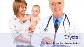  Presentation with baby medical - Presentation theme with smiling family medical doctor background and a sky blue colored foreground
