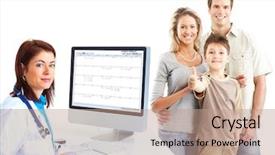  Presentation with doctor family - Colorful PPT theme enhanced with smiling family medical doctor backdrop and a  colored foreground