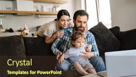  Presentation with video - Slides featuring smiling-family-on-a-video background and a tawny brown colored foreground