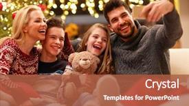  Presentation with holiday - Slide deck consisting of smiling family on christmas background and a red colored foreground