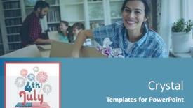  Presentation with 4th july - Slide set enhanced with smiling-family-opening-boxes background and a teal colored foreground