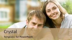  Presentation with happy hour is the best - Colorful PPT theme enhanced with smiling family outdoor real estate backdrop and a coral colored foreground