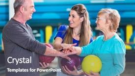  Presentation with family - Slide deck with smiling family stacking their hands background and a dark gray colored foreground