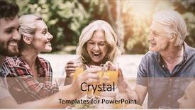  Presentation with free family - PPT layouts having smiling family toasting juice background and a coral colored foreground