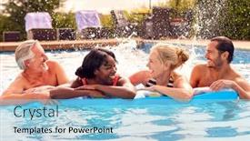  Presentation with summer holiday - Theme enhanced with smiling-family-with-mature-parents background and a  colored foreground