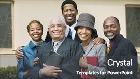  Presentation with preacher - Audience pleasing slide set consisting of smiling family with preacher backdrop and a dark gray colored foreground