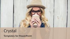  Presentation with chocholate and coffee - Presentation design having green branches from christmas tree background and a coral colored foreground