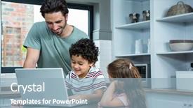  Presentation with father - Audience pleasing slides consisting of smiling father and children using backdrop and a light blue colored foreground