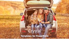  Presentation with father - Cool new slide deck with smiling-father-with-daughters backdrop and a red colored foreground